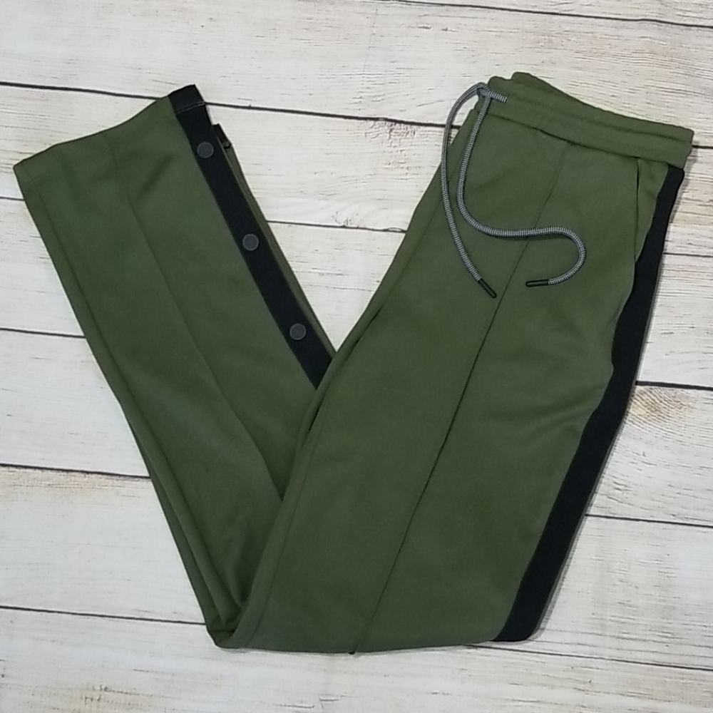 Hunter Green Side Snap Drawstring Track Pants - image 2